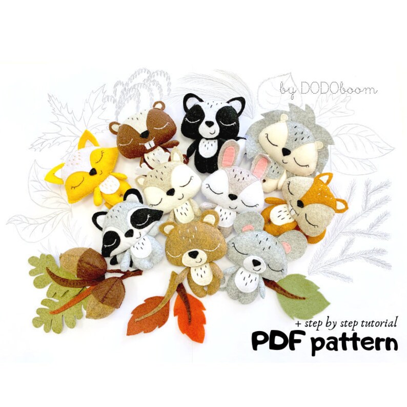 Felt animal pattern mobile pattern Etsy