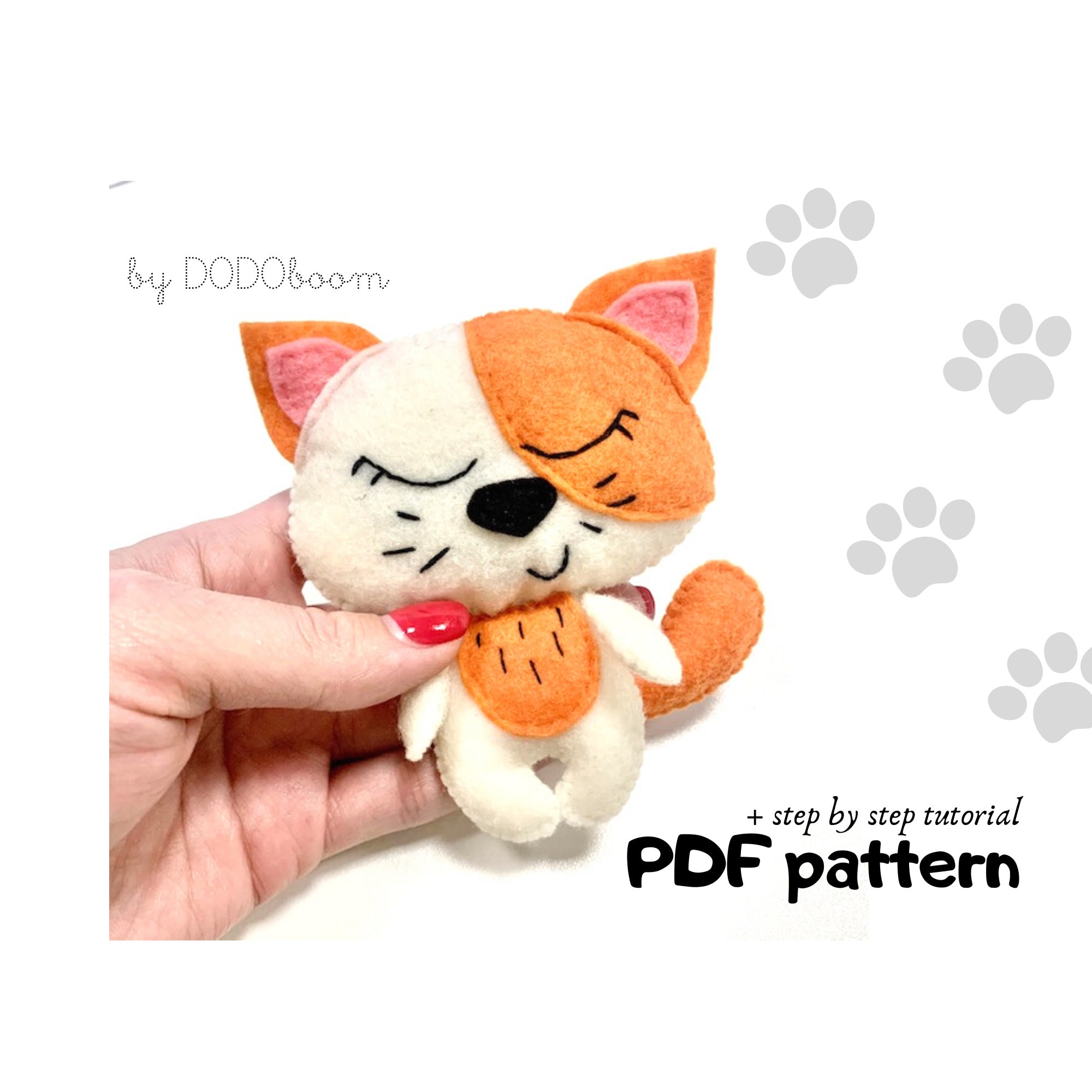 Daniel Kitty Pattern Felt Kitty Pattern, Kitty Doll Pattern, Felt Doll Cat, Felt Animal ...