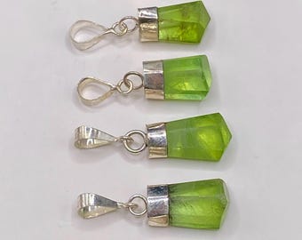 6 Pieces Natural Peridot Pendants with 925 Silver /Gemstone/Necklace/Jewellery
