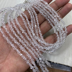 Colar de 1 fio com cristais de quartzo e diamante Herkimer com terminação dupla / Tamanho (6 mm a 7 mm)