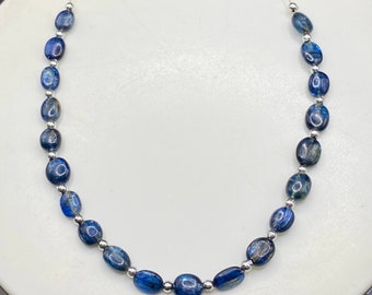 1 Strand Natural Colour Kyanite Oval Shaped Drilled Beads For Jewellery
