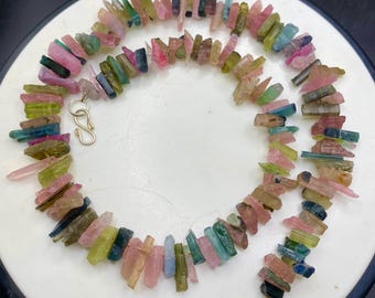 Natural Multi-Color Tourmaline Crystal Necklace - Afghanistan Gemstone
