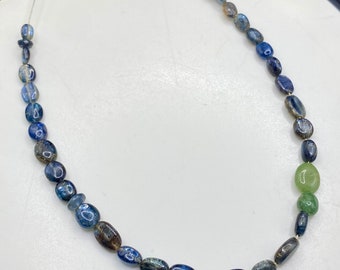 1 Strand Natural Colour Kyanite Oval Shaped Drilled Beads For Jewellery