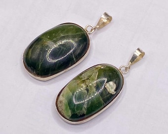 2 Piece Natural Neprite Pendant  With 925 silver