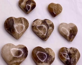 8 Pieces Chocolate Calcite Heart Shape crystals Gemstone
