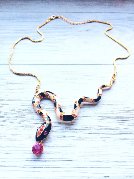Gold Snake Pendant Necklace 18K Gold, Serpent pend