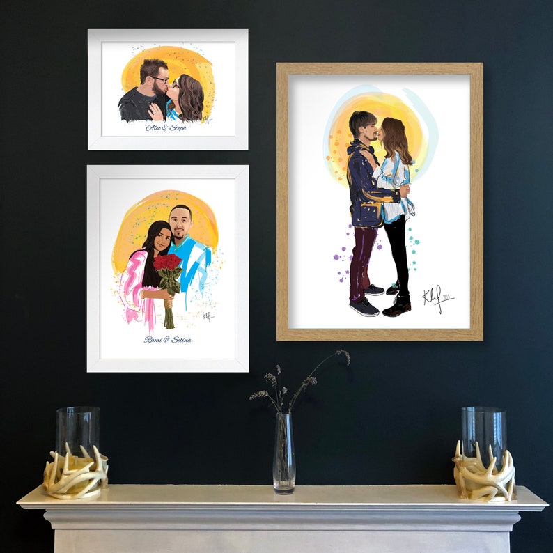 Personalised Portrait Wedding Gift Idea Birthday Gift Unique Christmas Gift Engagement Gift Anniversary Gift Couple Portrait