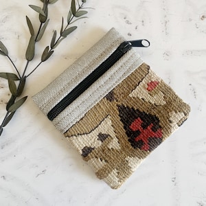 Kilim Purse, Coin Purse, Boho Tapestry Purse, Turkish Purse, Vintage Zip Purse