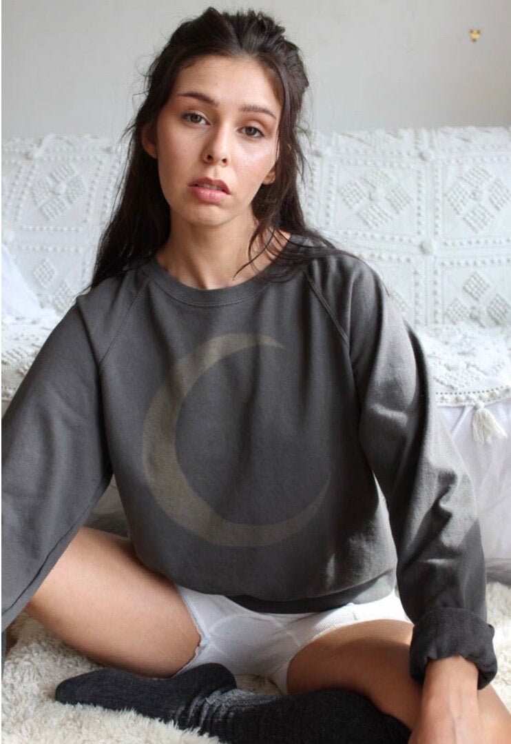 Image of Moon Sweater/Grey Cropped Jumper Slouchy