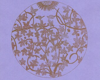 Lilac Flower Pattern Original Screenprint A4