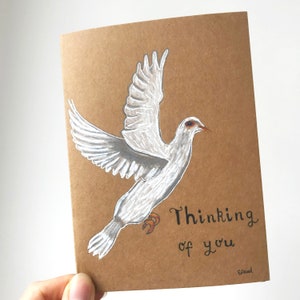 Dove Thinking of You Wenskaart voor het goede doel - handgetekende wenskaart voor het goede doel
