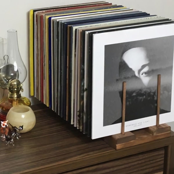 Vinyl Record Storage/Record Player Stand Natural Walnut Brown Handmade, Special Gift For Valentines Day