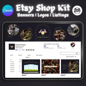 Editable Etsy Shop Branding Kit | Canva Templates for Banners, Logos, and Listings | Small Business Starter Pack