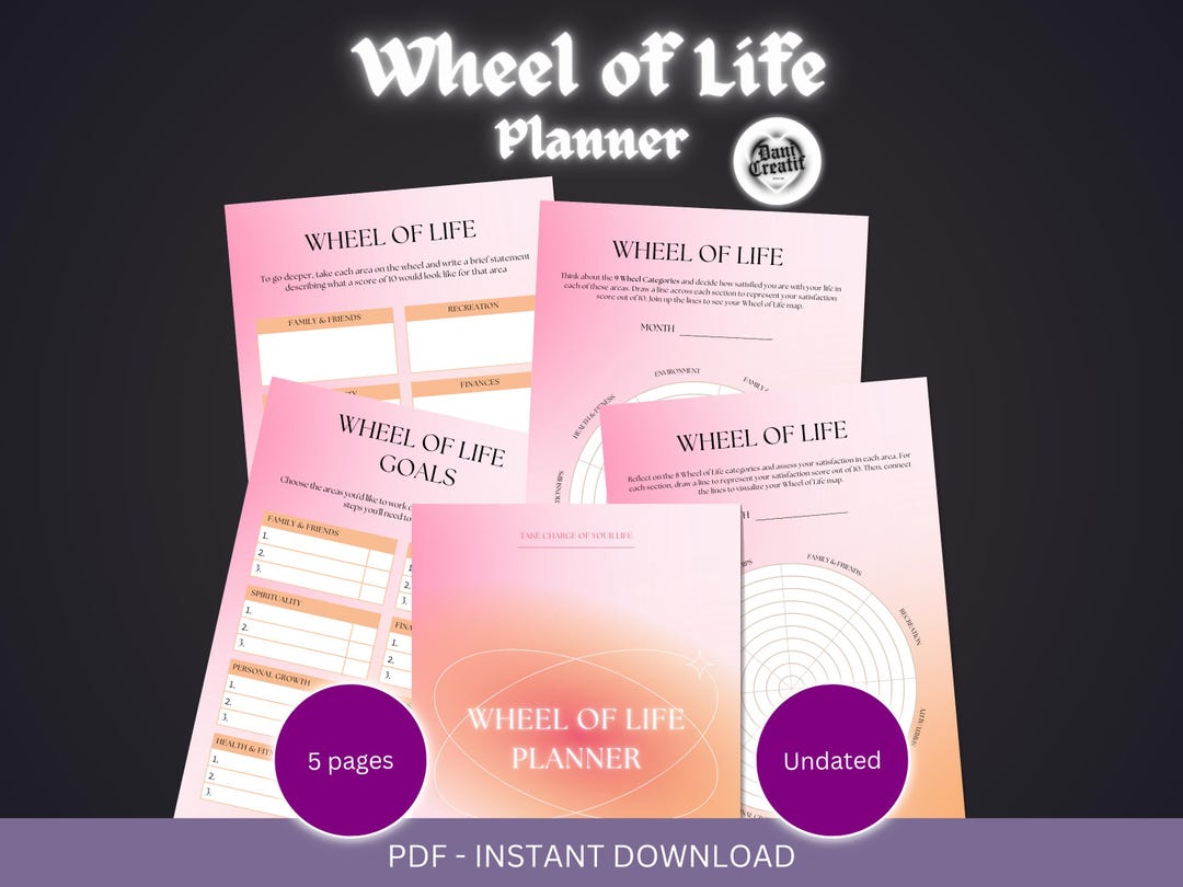 Wheel of Life Planner Pages | Life Balance & Goal-setting Digital ...