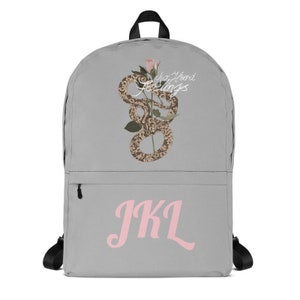 Mochila de serpiente personalizada, mochila con gráfico de rosa, suministros personalizados para el regreso a la escuela, bolsa de serpiente con vibraciones positivas inspiradoras