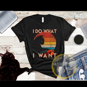 Retro Cat Silhouette Shirt, Cat Shirt, Black Retro Cat Shirt, Cat Lovers Tee, Funny Cat Saying, Cute Cat Tee, Ladies Tee, Cat Lady Shirt,