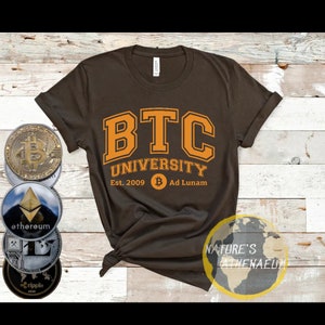 Bitcoin University Graphic T-shirt, Cryptocurrency Shirt, Bitcoin Tee, Crypto Dad Shirt, Funny Bitcoin shirt, NFT Shirt, Father&#39;s Day shirt