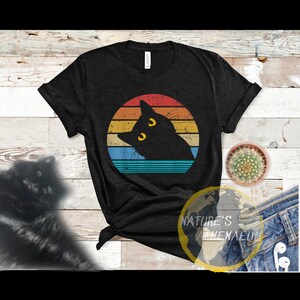 Retro Cat Silhouette Shirt Cat Shirt Black Cat Tee Cat Lovers gift for her Funny Cat Dad Gift for him Cat Mom Shirt Cat Lady Gift