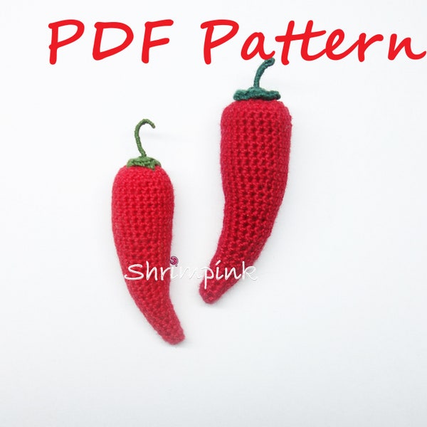 Chili Pepper Crochet PDF instant Download Pattern cute realistic vegetable Veggie Garden Collection