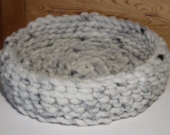 Cat basket/cat bed design, organic sheep's wool, high-quality felted finish, cat-loving, | robust, comfortable | natural color LIGHT GREY