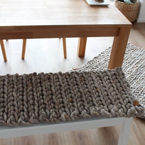 Bankkussen schapenwol, zitkussen in mesh design, hoogwaardig vervilt, extra comfortabel, stoffering, ook gewenste maat, natuurlijke kleur GRIJS BRUIN