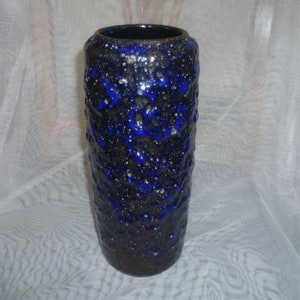 Scheurich Oswald Kleudgen Table Vase Super Colour Crusty Dark Blue Lava Designer Modernist Era 1960-70