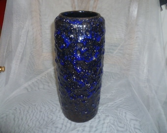 Jarrón de mesa Scheurich Oswald Kleudgen Super Lora Color Crusty azul oscuro lava diseñador modernista era 1960-70
