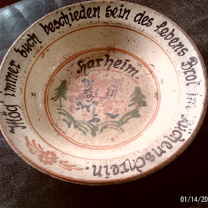 Harheim bruiloftsbroodkom, sier- of bruidskom (faience/aardewerk), Frankfurt-Harheim (Hessen), datering: 1850–1880