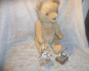 Vintage teddy bear by Hermann from the 1950s, cinnamon-colored mohair, 35 cm, very good condition, rare color!