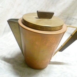 Wagner Esslingen Cocoa - Teapot Copper Brass Mahogany Handle 40s/ 50s MID CENTURY SPACE Rockabilly Era