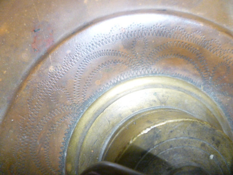 Copper brass finely engraved museum hot water bottle with ludelhole around 1800 from courtly possession museal !