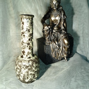 Vintage STEULER KERAMIK Braun mit Gelber Tropfglasur Vase, West German Pottery 1960er Jahre. Diese Vase mit der Formnummer 127/25