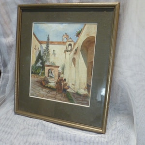 Simon Frantisek1877-1942&quot; A new monk is welcomed&quot; Watercolor from a trip to Italy or Spain