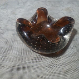 Barovier and Toso 50 Years Ashtray rectangular wall indented form amber colored