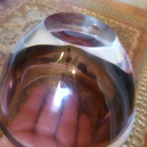 Kosta Sweden violet-pink-brown heavy crystal glass bowl signed Kosta LH 1443 Victor Emanuel Lindstrand 1904 shops Göteburg1983 Kosta