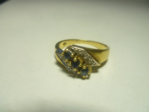 Gold 750 Brilliant Sapphire Ring Vintage of 1970S Brilliant Point Stone Ring Yellow Gold 750 Around 1970