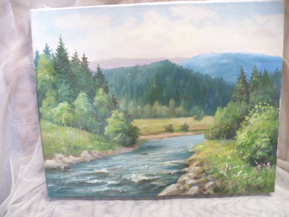 油絵　カルパティア山脈 支援のため、この絵を販売する。 こちらの油絵: カルパティア山脈の風景と小川 GOLIK IVAN IVANOVICH