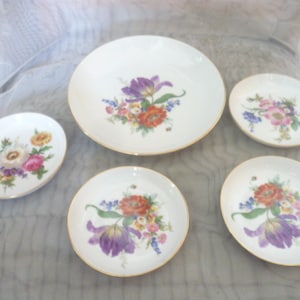 Large serving bowl + 4 pastry bowls Fürstenberg around 1960 Vintage bottom stamp West Germany decor 3391