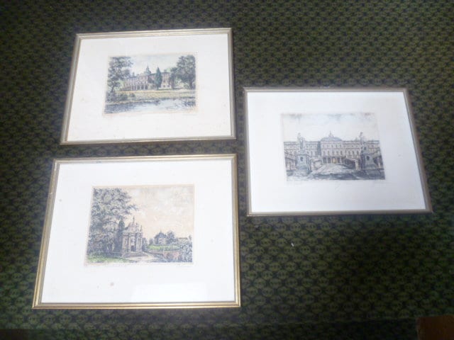 Rastatt : Pagodenburg + 2 views of the castle Favorite colored etchings as a bundle of 3 works
