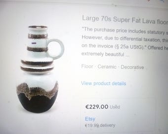 Modernity A. Seide Fat Lava Scheurich Hirschdekor XXL Vase