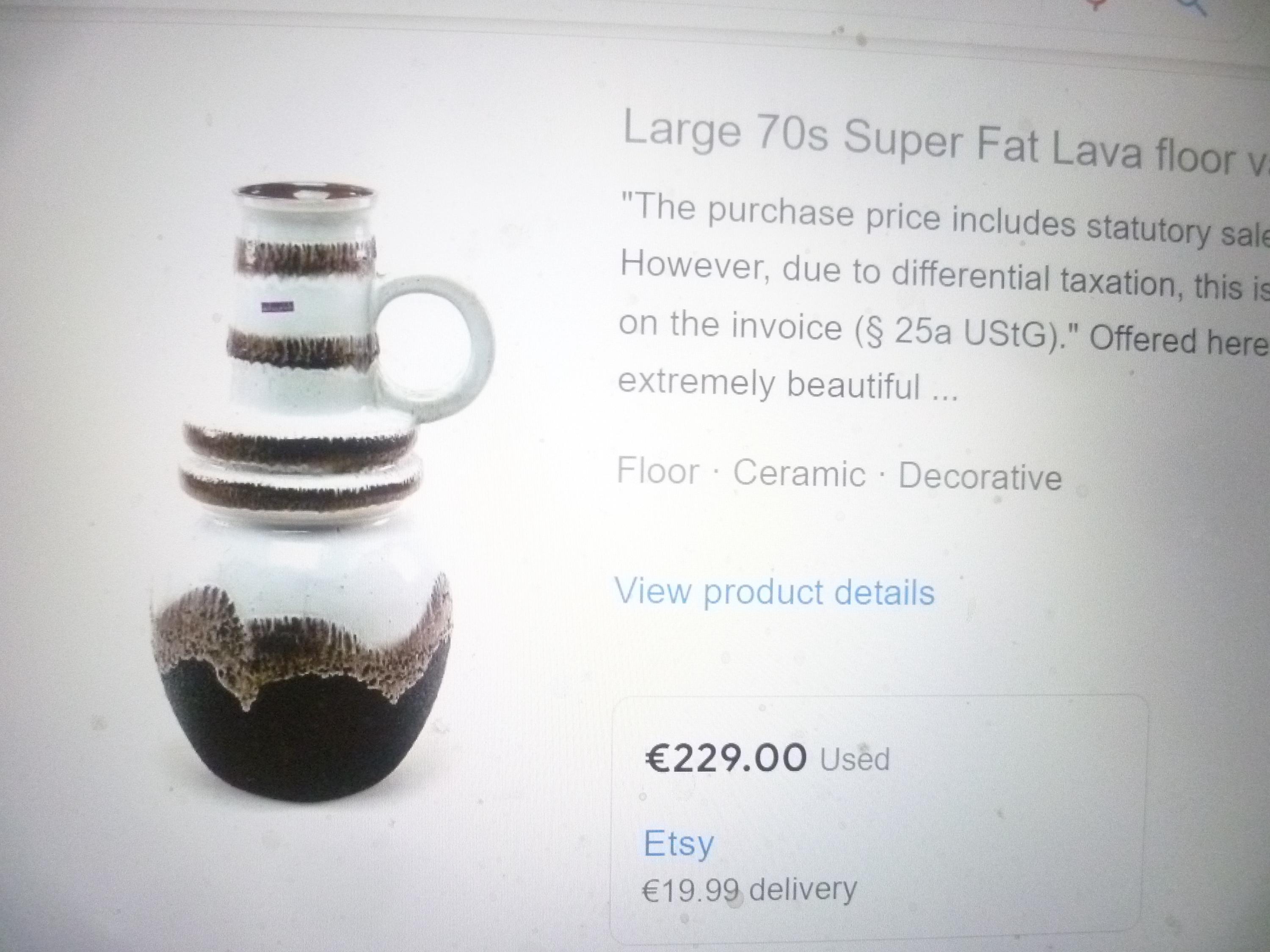 【特大】 Fat Lava Scheurich 495-48 Extra Large Floor Vase Fat Lava “226-48” Vase by Scheurich