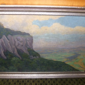 Wilhelm Knapp 1862-1934 &quot;Am Rosenstein&quot; Heubach on the Swabian Alb Oil painting on cardboard