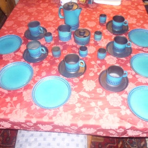 Saphire /Hostess Ceramano Turquoise/Intigo Complete Tea Service 60's Era Vintage Tableware from the 1960's Designer Aldo Londi !!