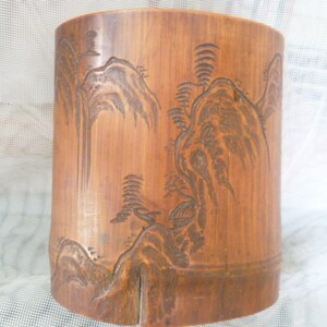 Brush container brewery W Fels Karlsruhe 1894 dated decoration in island style oval shape finely carved theme field in island style!