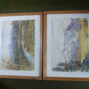 R Wirthensohn 2 watercolors around 1940 Iller near Sonthofen in the background the founder and Sonthofen with a view to the founder