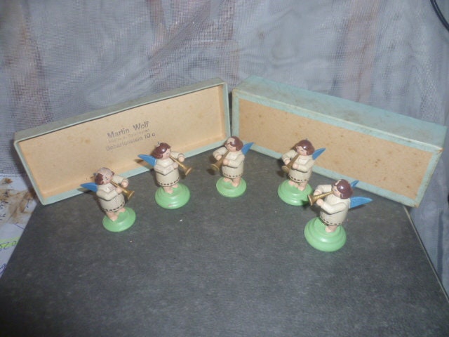 Figurine Wendt & Kühn Spandose à Fleurs Jaunes - Bois - NEUF - Rare