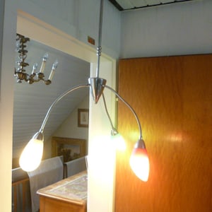 Sputnik Rockabilly 3-armed ceiling lamp from the 1970s vintage red cream turquoise/greenish?