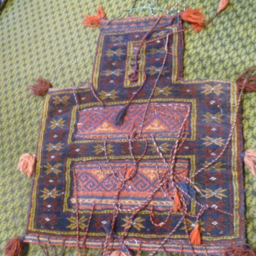 Baluch salt bag Old Afghan Nomads Orient Rug Kelim Old Baluch Salt bag Collectible Old shops Special Moshvani Baluch salt bag, walnut