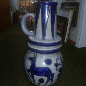 Modernity A. Seide Fat Lava Scheurich Hirschdekor XXL Vase very rare form number 428-48