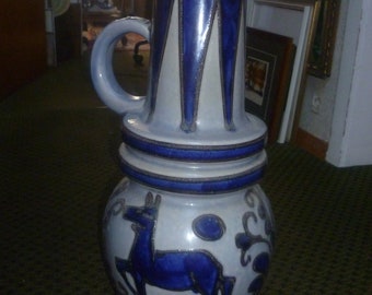 por A. Seide Fat Lava Decor Lora Scheurich Deer Decor XXL Jarrón muy raro Forma 428-48 ¡Cerámica alemana de la época del milagro económico!